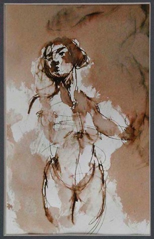 "Why wait" study 1. Line & Wash. 12x19cm
